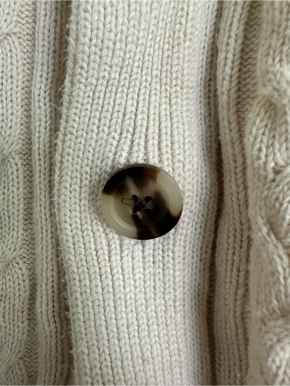 Banana Republic shawl collar cardigan cable knit pattern off-white color Large - Picture 2 of 6